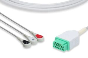 GE  Direct-Connect ECG Cable - 3 Leads Snap