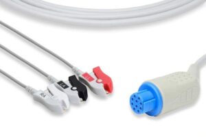 Datex Ohmeda Direct-Connect ECG Cable - 3 Clip Type