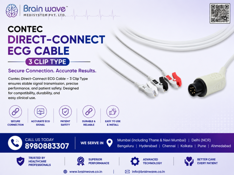 Contec Direct-Connect ECG Cable – 3 Clip Type for Reliable ECG Monitoring